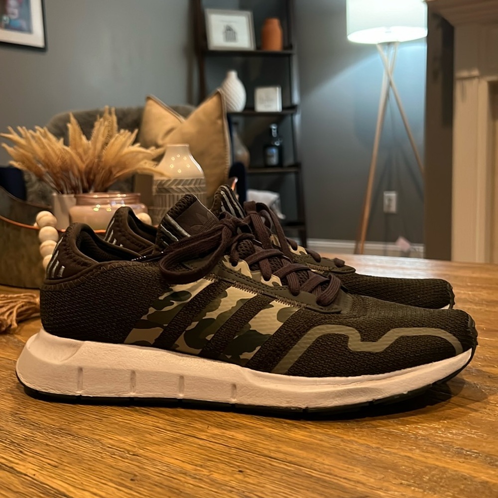 Women’s size 9 camo Adidas athletic shoes